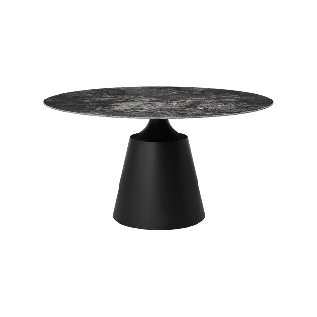 Octavia Round Dining Table 1.35m in Black Diamond (Sintered Stone) with 4 Lennon Dining Chairs in Dark Grey and Elephant - 2