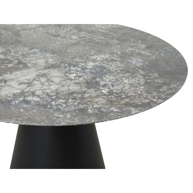 Octavia Round Dining Table 1.35m in Black Diamond (Sintered Stone) with 4 Lennon Dining Chairs in Dark Grey and Elephant - 3