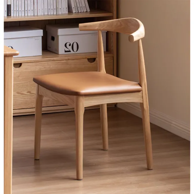 Wayn Chair - Oak, Tan (Faux Leather) - 7