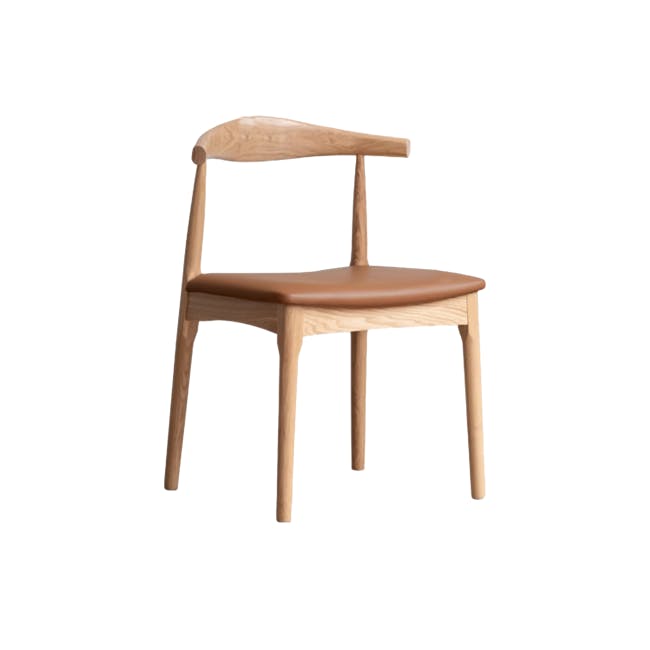 Wayn Chair - Oak, Tan (Faux Leather) - 1