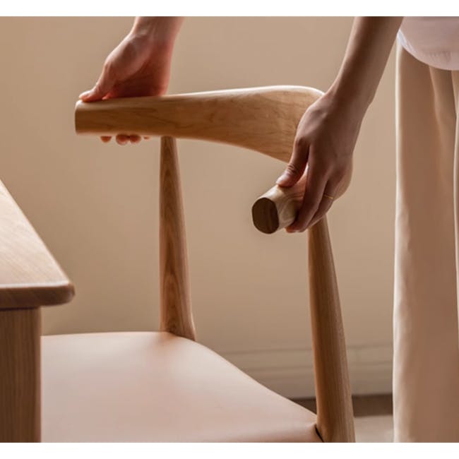 Wayn Chair - Oak, Tan (Faux Leather) - 8