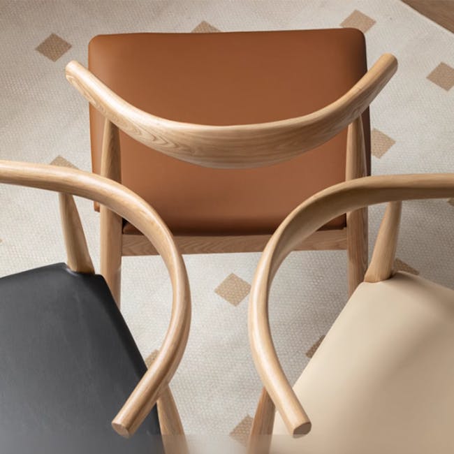 Wayn Chair - Oak, Tan (Faux Leather) - 11