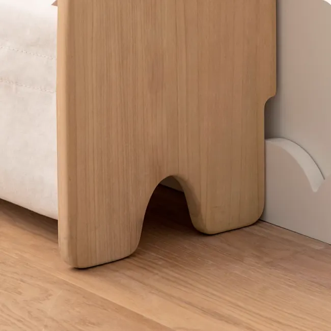 Micah Wooden Kids Toy Grocer Stand - 6 - Wooden side table with curved design, minimalist aesthetic, natural wood grain