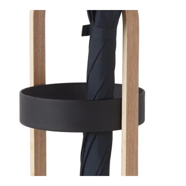 Bellwood Umbrella Stand - Black, Walnut - 4 - umbrella stand, black umbrella, wooden frame, elegant umbrella stand, stylish