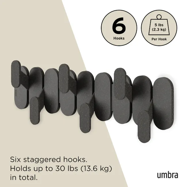 Tempo 6 Wall Hook - Black - 3