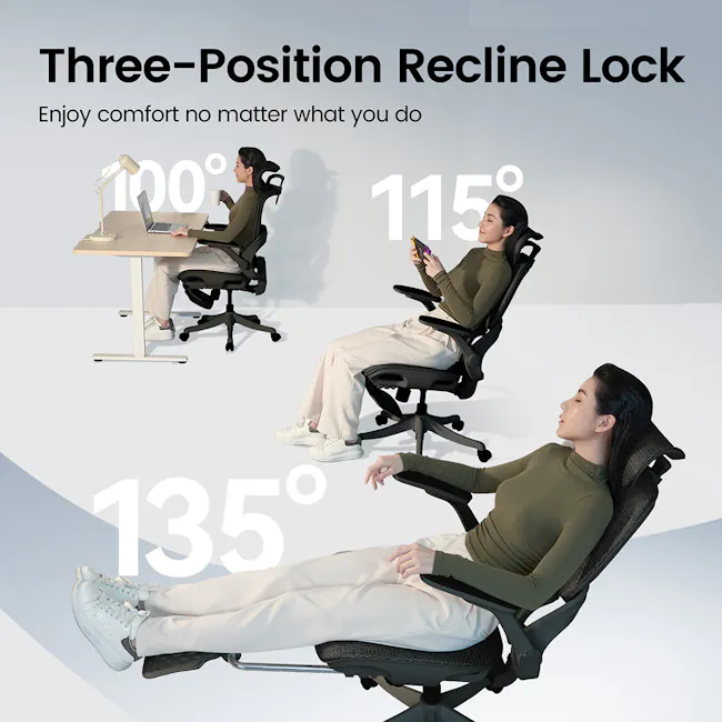Sihoo B100 Pro Ergonomic Chair With Leg Rest - Black - 5