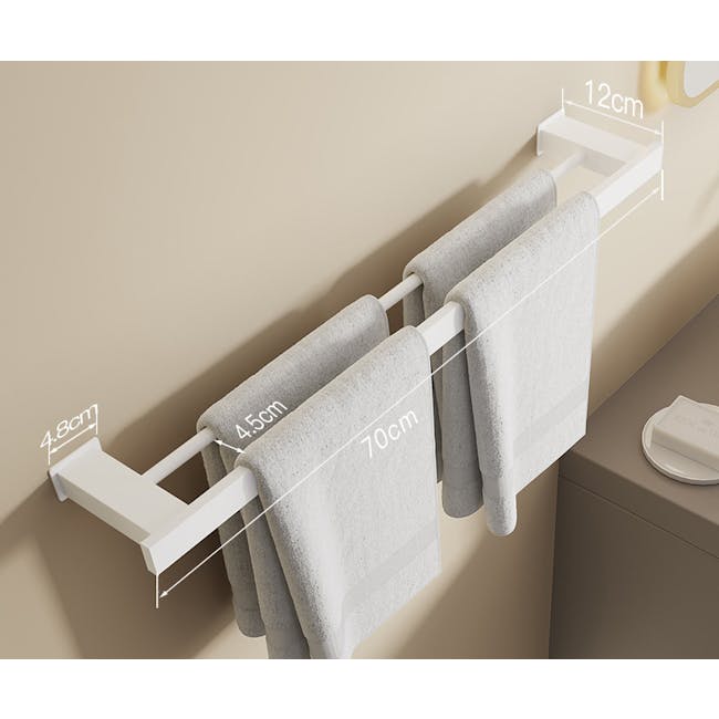 Kofi Towel Bar - White (2 Sizes) - 5