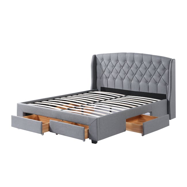 Madeline 4 Drawer Queen Bed - Shadow Grey (Fabric) - 5