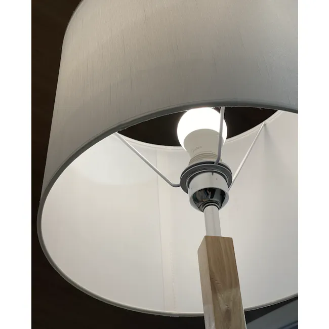 Maya Floor Lamp - Oak, White - 4 - Modern pendant light fixture, sleek design, soft beige shade, integrated LED light
