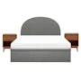 Aspen Queen Storage Bed in Midnight Grey with 2 Kyoto Top Drawer Bedside Table in Walnut - 0