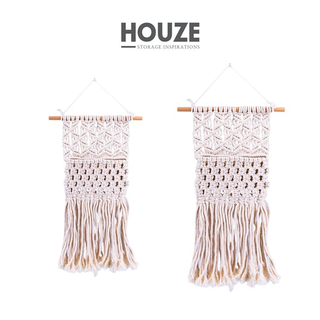 HOUZE Natur Krysset Knitted Wall Basket (2 Sizes) - 1