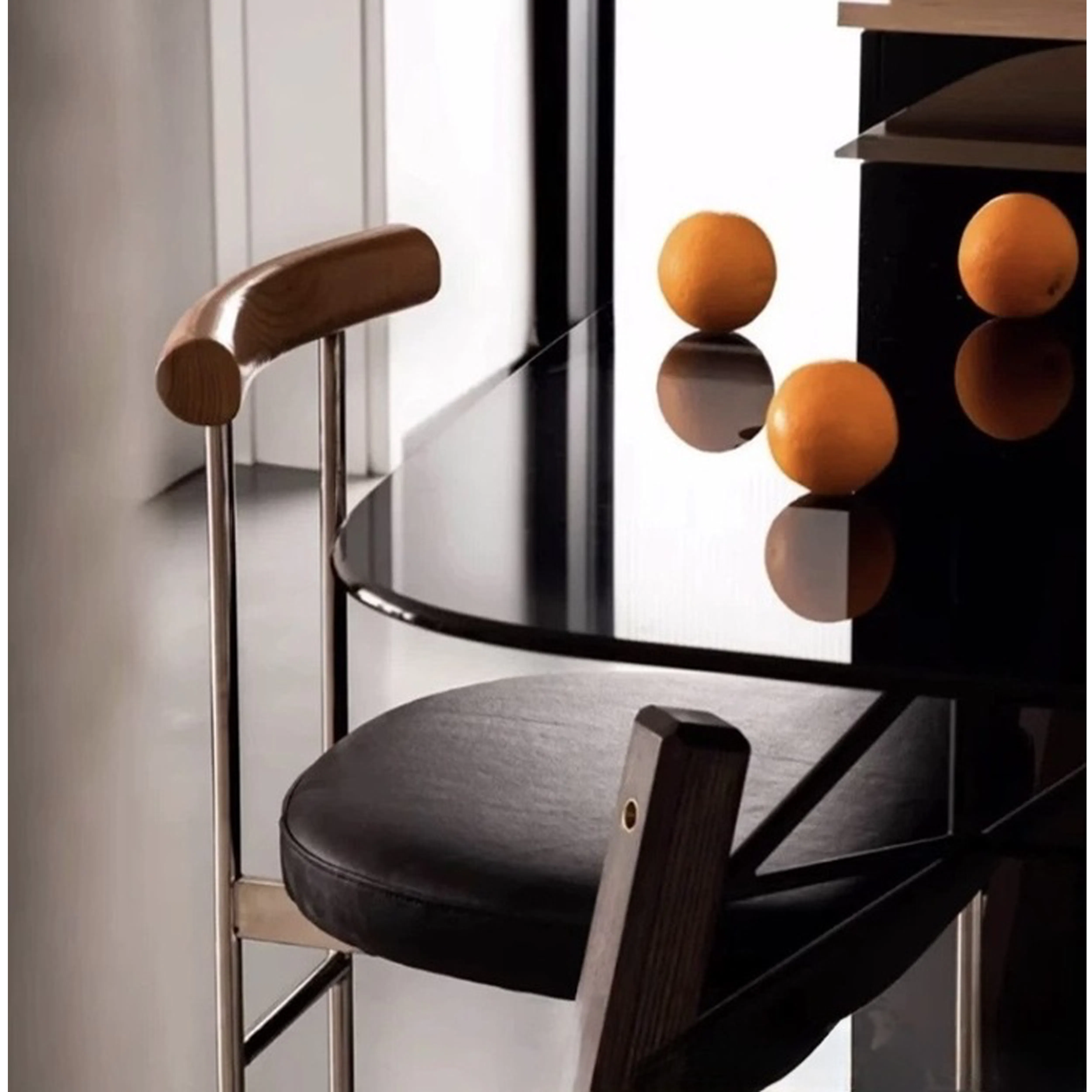 (As-is) Vincent Chair - Walnut, Black (Faux Leather) - 18