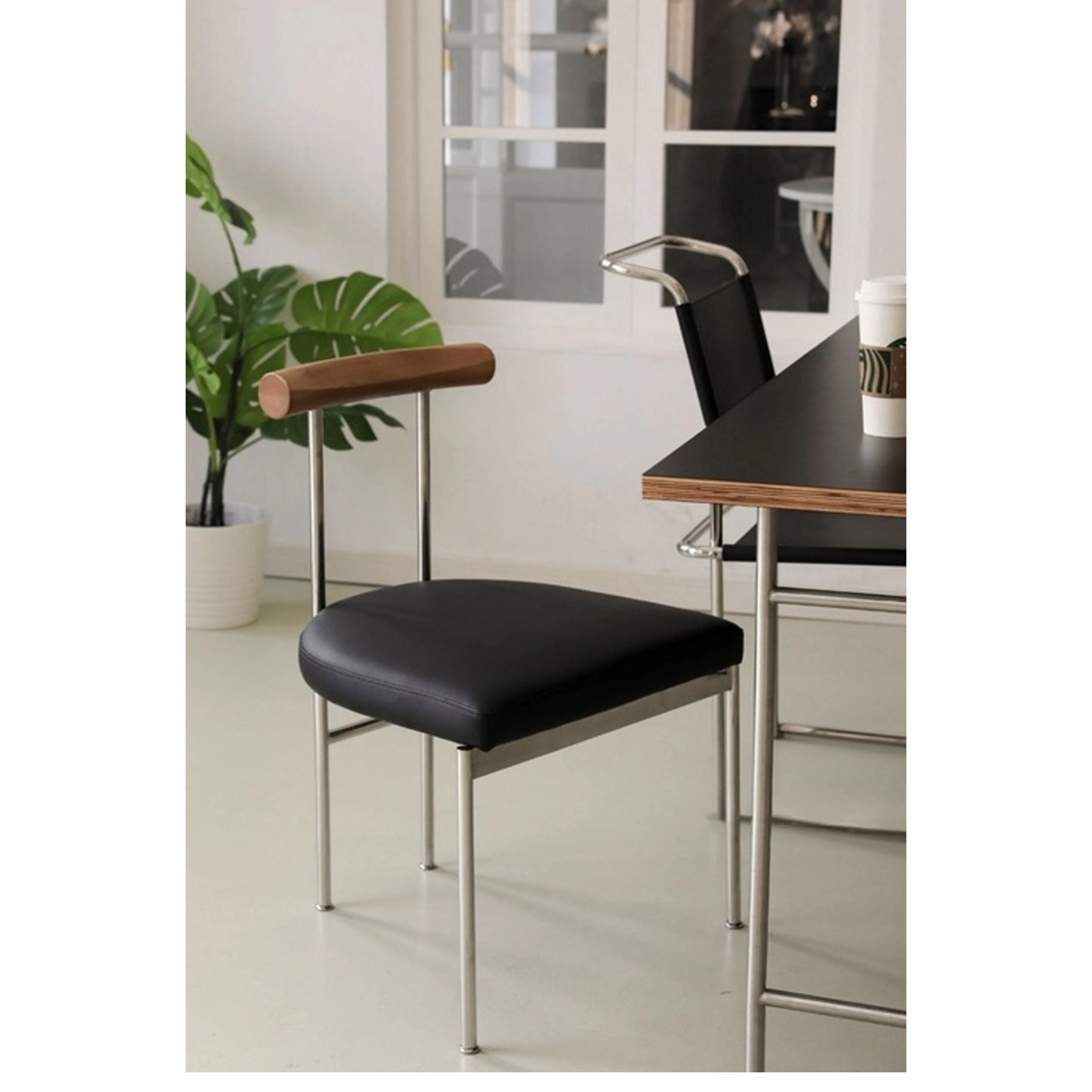 (As-is) Vincent Chair - Walnut, Black (Faux Leather) - 10