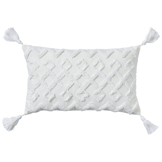 Geo Lattice with Tassels Lumbar Cushion - 1