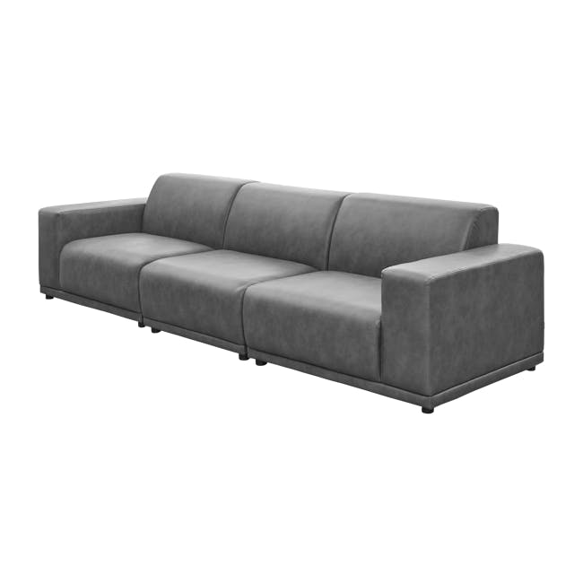 Milan 4 Seater Sofa - Lead Grey (Faux Leather) - 7