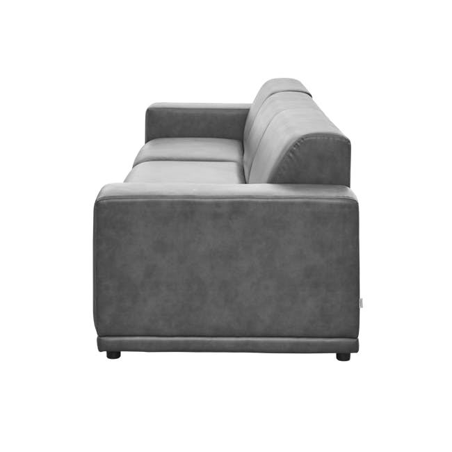 Milan 4 Seater Sofa with Ottoman - Lead Grey (Faux Leather) - 9