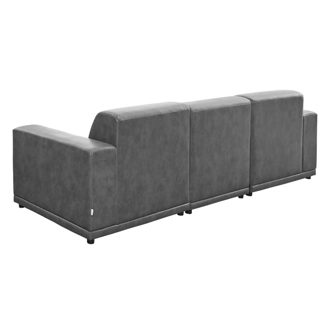 Milan 4 Seater Sofa with Ottoman - Lead Grey (Faux Leather) - 10