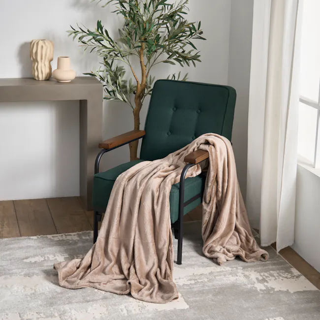 Makayla Velvet Plush Throw Blanket - Camel - 3
