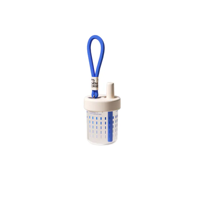 CHAKOLAB BOBO Straw Cup 450ml - Green/Orange - 4 - Blue baby bottle with white lid and blue handle, Medical-grade dropper