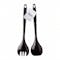 Geor Plastic Salad Fork And Spoon - Black (Set of 2) - 2