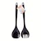 Geor Plastic Salad Fork And Spoon - Black (Set of 2) - 1