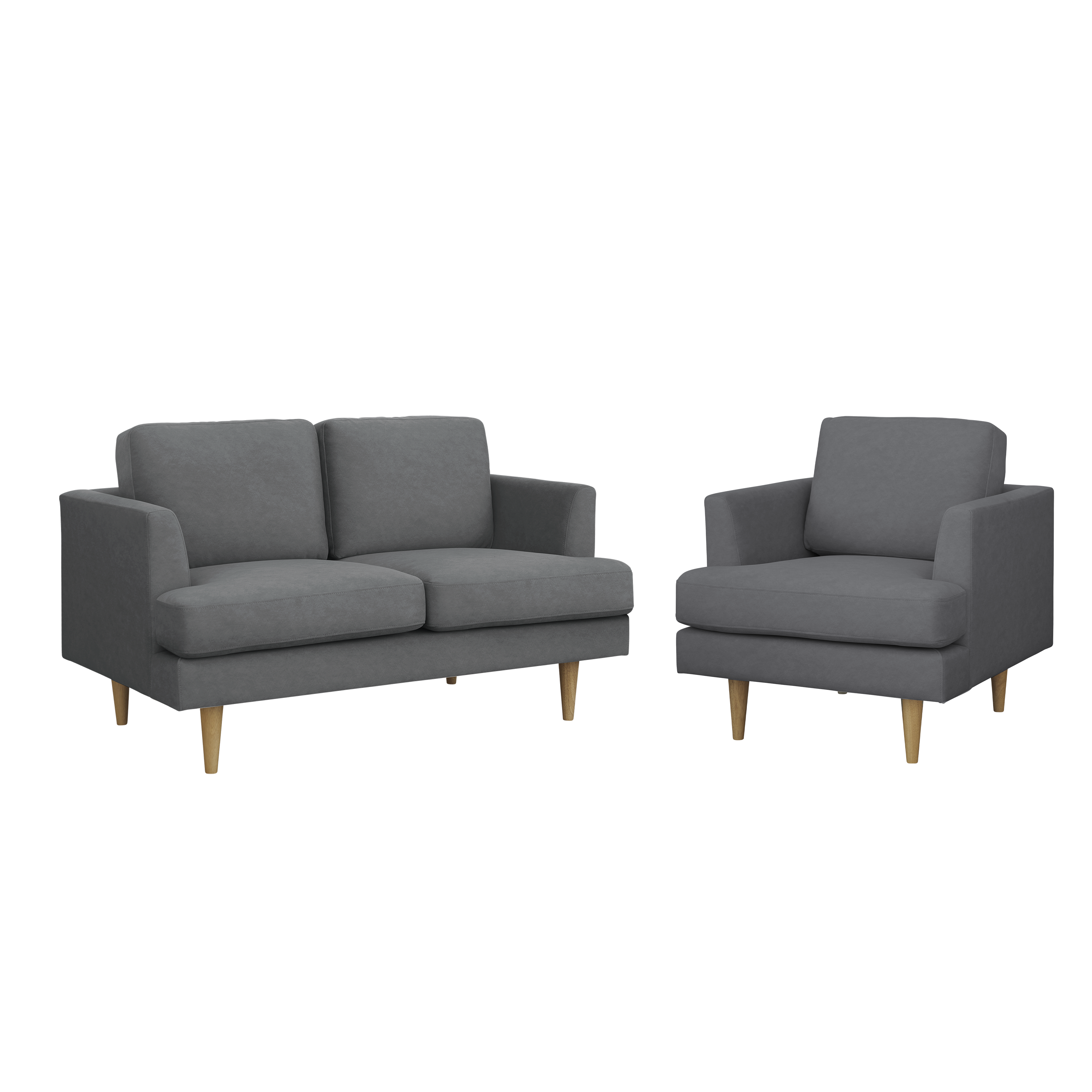 Soma 2 Seater Sofa with Soma Armchair - Dark Grey (Scratch Resistant)