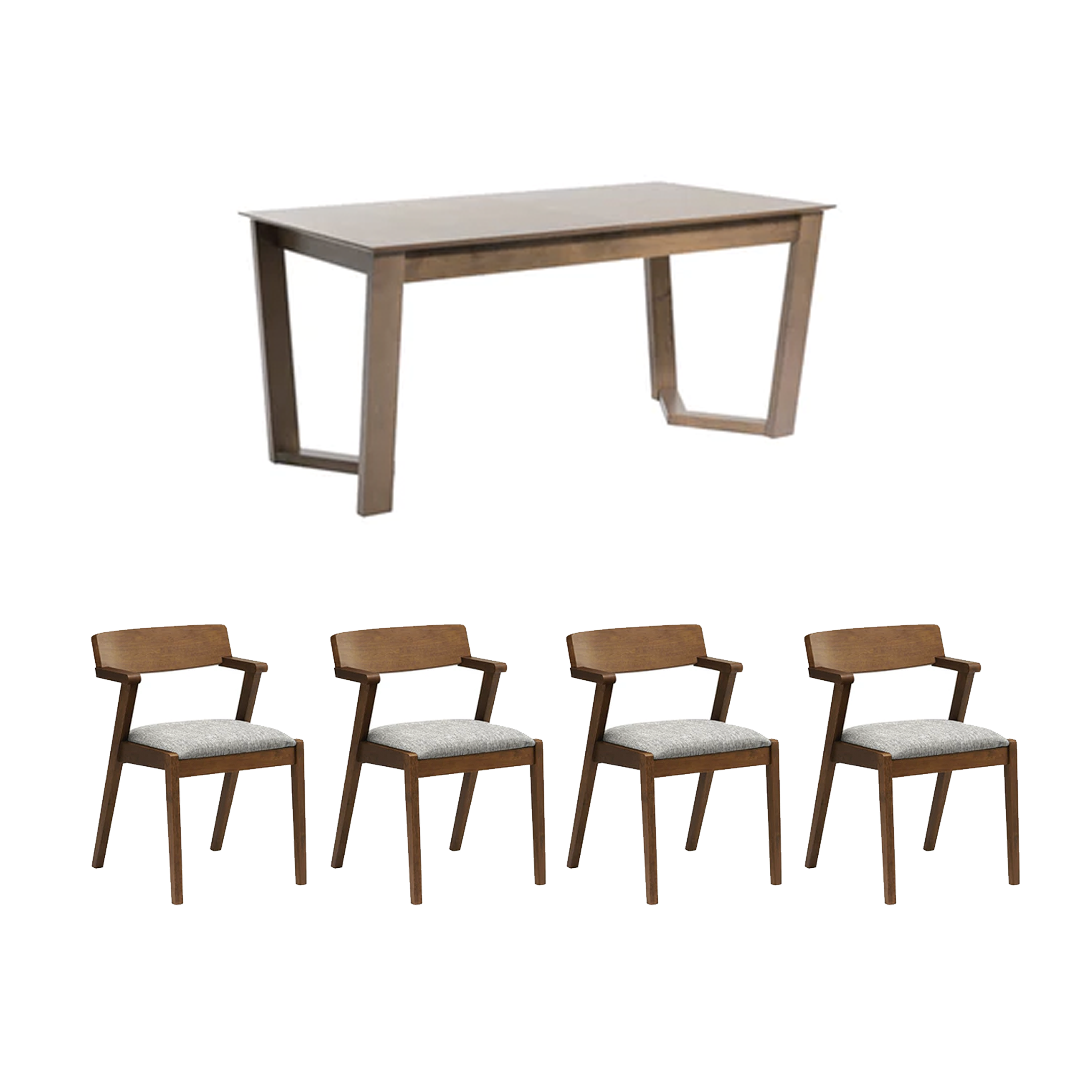 Meera Extendable Dining Table 1.6m in Cocoa with 4 Imogen Dining Chairs in Pebble