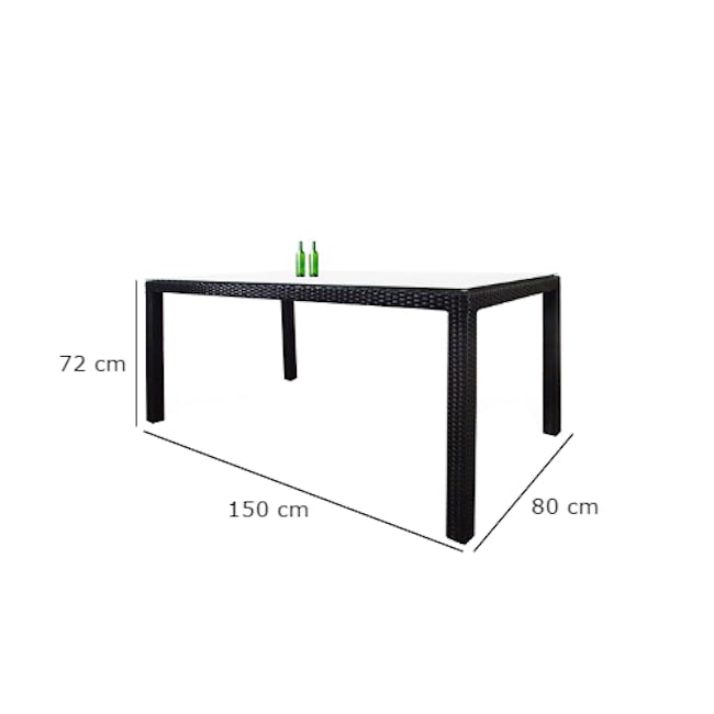 Boulevard Outdoor Dining Set with 4 Chair - White Cushion - 9 - Black outdoor patio table, 72 cm height, 150 cm total