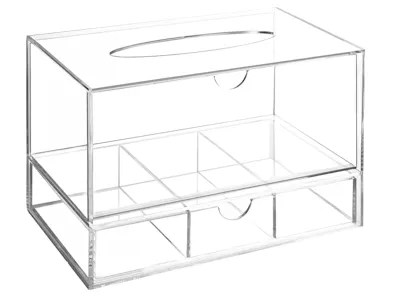 Acrylic Tissue Holder with Pull-Out Drawers