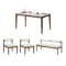 Adelyn Dining Table 1.2m (Sintered Stone) with 2 Niel Chairs and Niel Bench 1.05m in Walnut, Gravel White