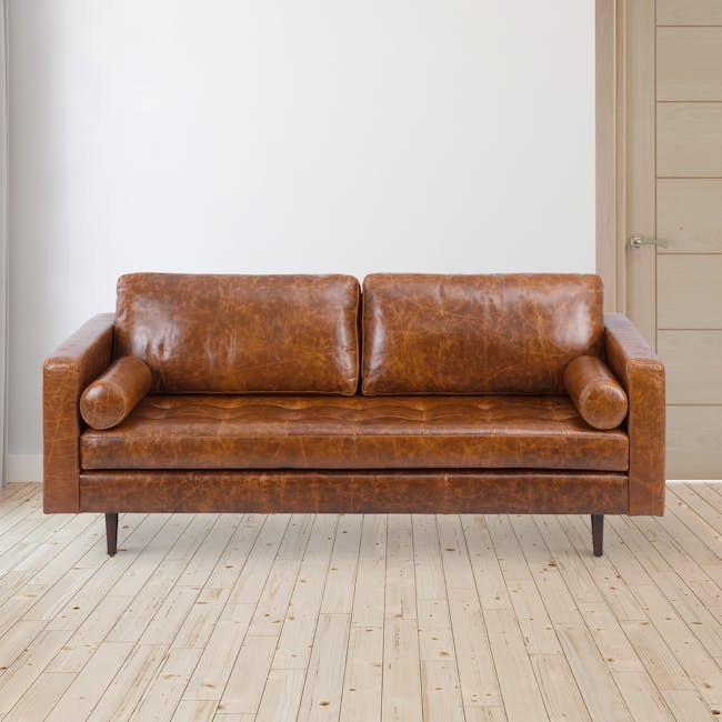 Nolan 3 Seater Sofa - Cigar (Premium Waxed Leather) - 2