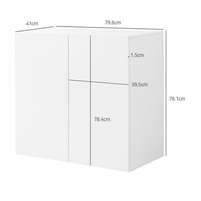 Fikk Modular 2 Door Cabinet - White - 7 - Compact storage unit with dimensions 41 cm x 6 cm, White, rectangular cabinet with