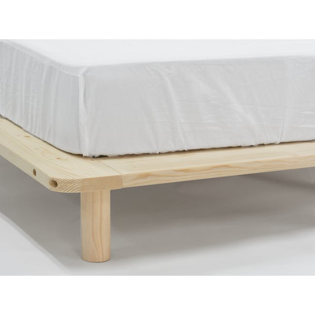 Hiro Single Wooden Platform Bed - 9 - Wooden bed frame, minimalist design, natural wood finish, light wooden legs, simple