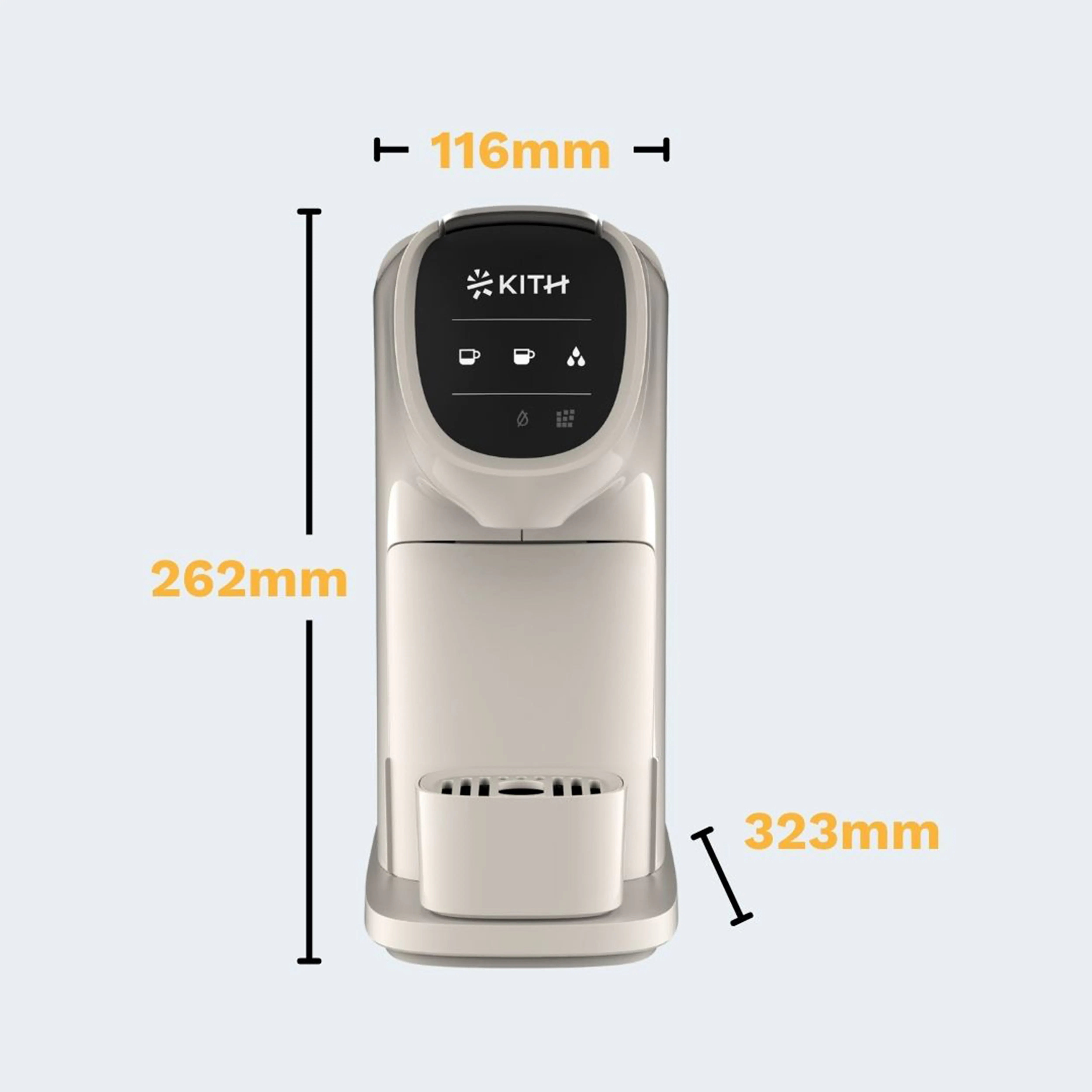 KITH AVA Capsule Coffee Machine - Vanilla White - 16 - Sleek, modern design with a metallic finish, Integrated digital