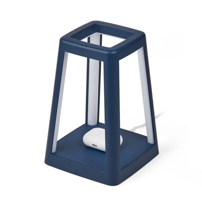 Lexon Lantern Portable Lamp with Built-in Wireless Charger - Dark Blue - 3 - 3D stool, modern furniture, sleek design, dark