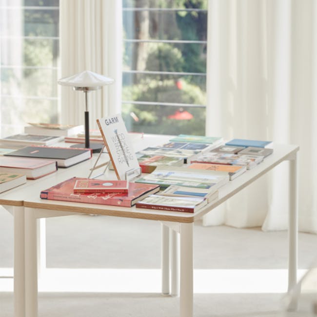 Gaber Study Desk with Cable Holder 1.2m - 9 - Bright room, natural light, white curtains, minimalist decor, open window