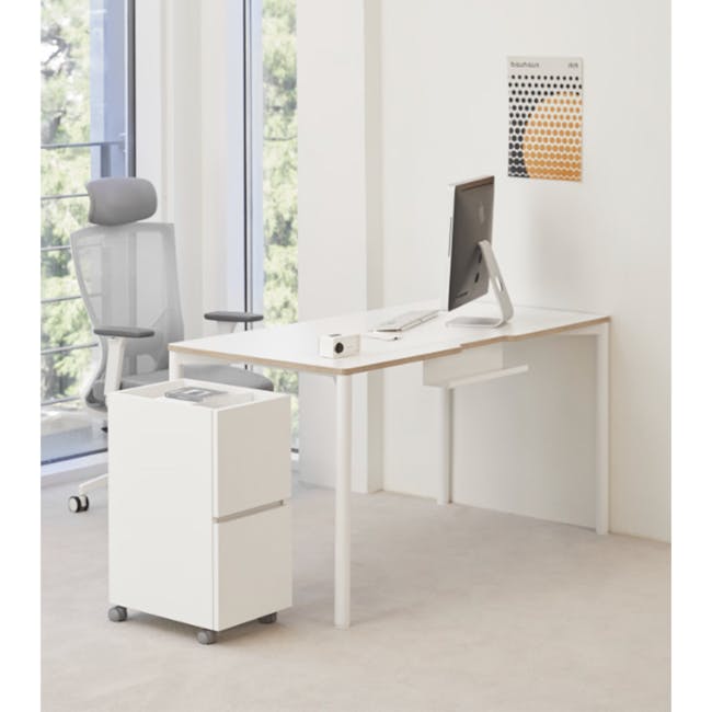 Gaber Study Desk with Cable Holder 1.2m - 6 - Modern minimalist workspace, sleek desk, ergonomic chair, large window