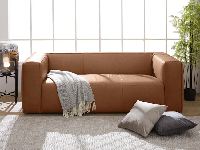 Antonio 3 Seater Sofa - Penny Brown (Premium Aniline Leather) - 1