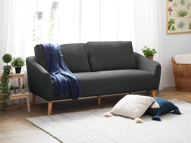 Hana 3 Seater Sofa - Charcoal - 1