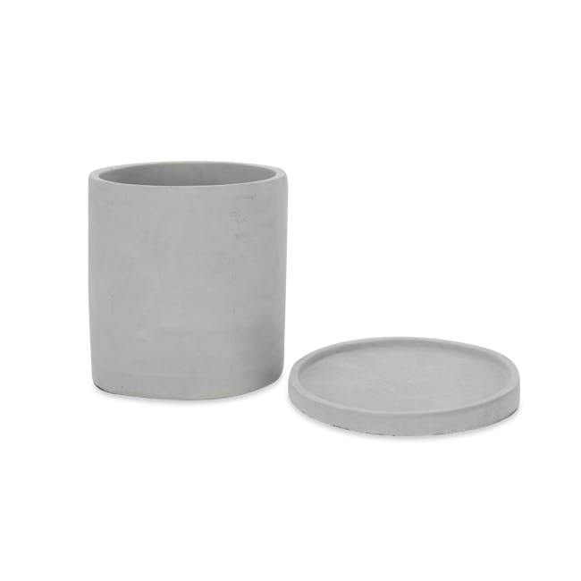 Round Concrete Pot with Saucer - Large - 1