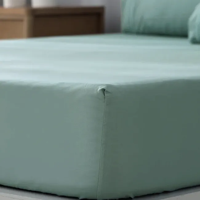 Robinsons Silky Soft Embroidered Microfibre Fitted Sheet Set Core Collection - Botanic Green (4 Sizes) - 5