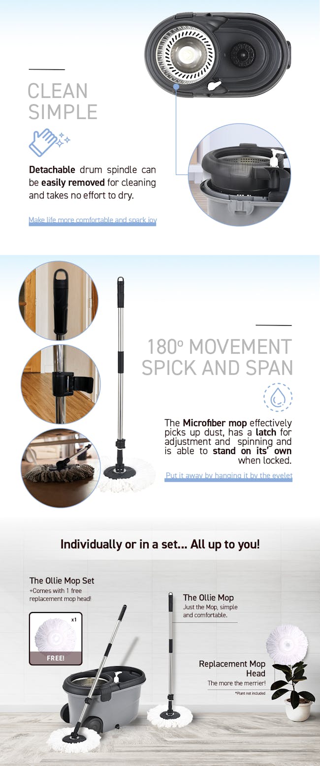 Rene Ollie Revolutionary Microfibre Spin Mop Set - Mop replacement head - 4