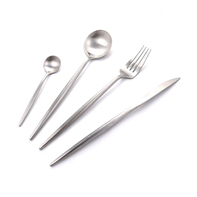 Table Matters Portugese 4pc Cutlery Set - Matt Silver - 0