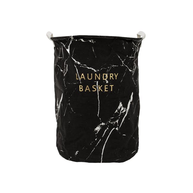 Marble Laundry Basket - Black - 0