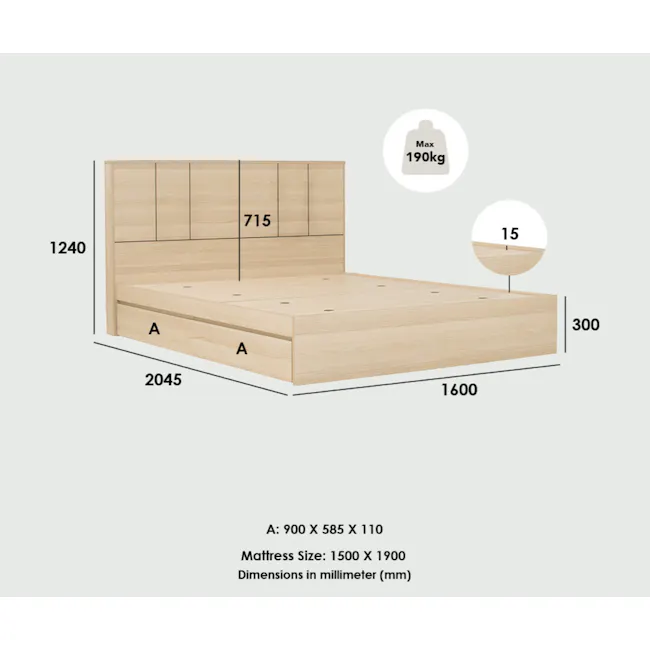 Harrington 2 Drawer Queen Bed - 16