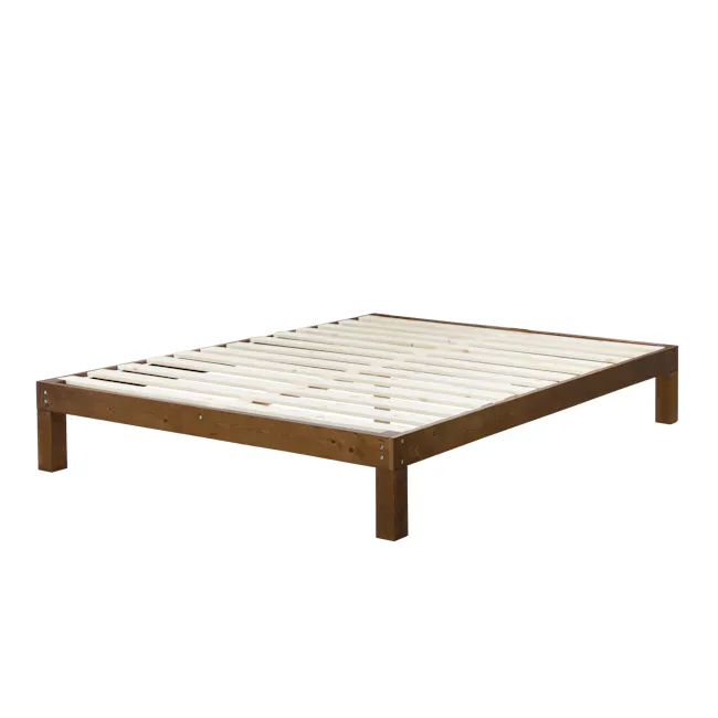 Katana Queen Wooden Bed - Walnut - 5 - Wooden frame, slatted bed, rustic design, wooden slats, wooden frame bed, wooden