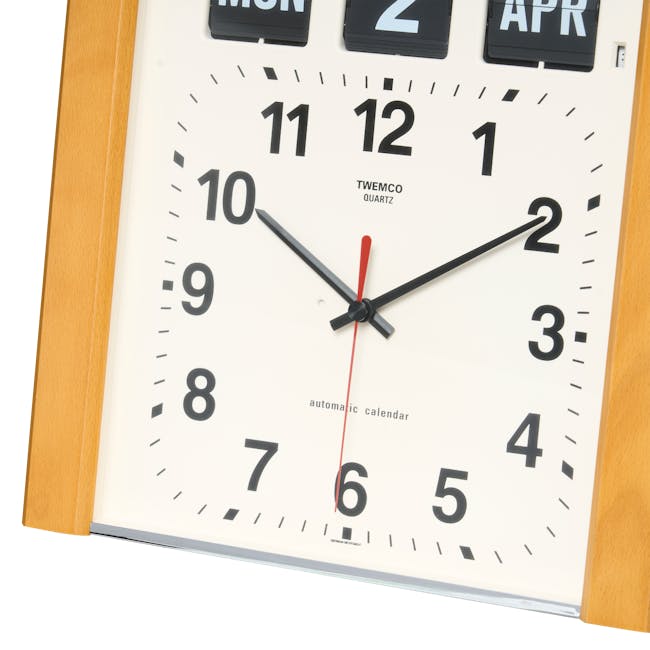 TWEMCO Square Wood Flip Clock - Oak - 2