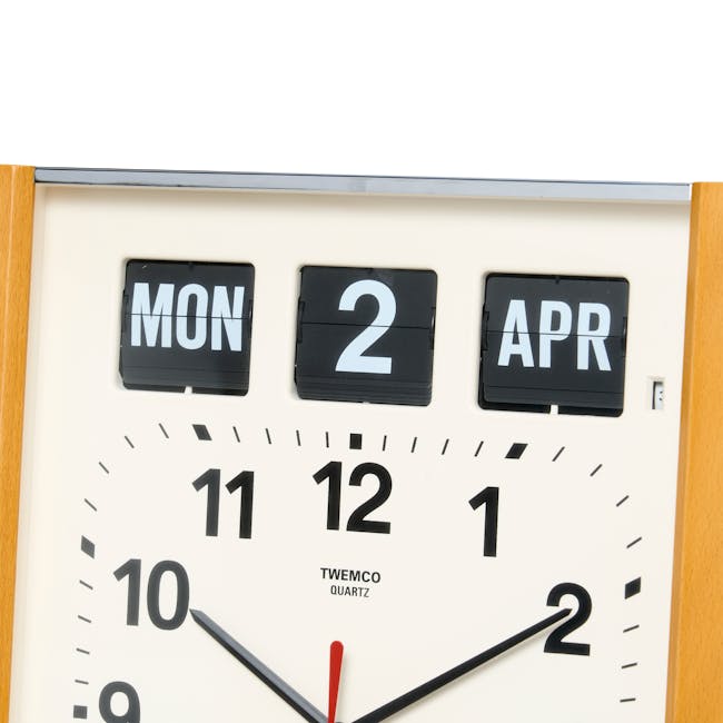 TWEMCO Square Wood Flip Clock - Oak - 4
