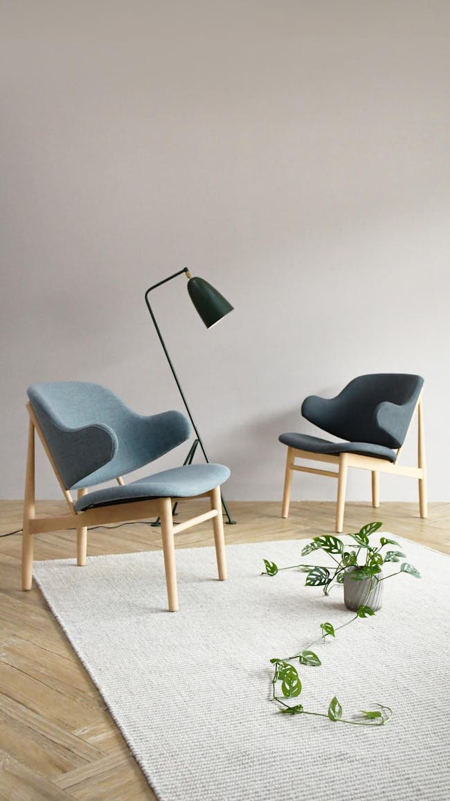 Vezel Lounge Chair - Walnut, Nile Green (Fabric) - 1