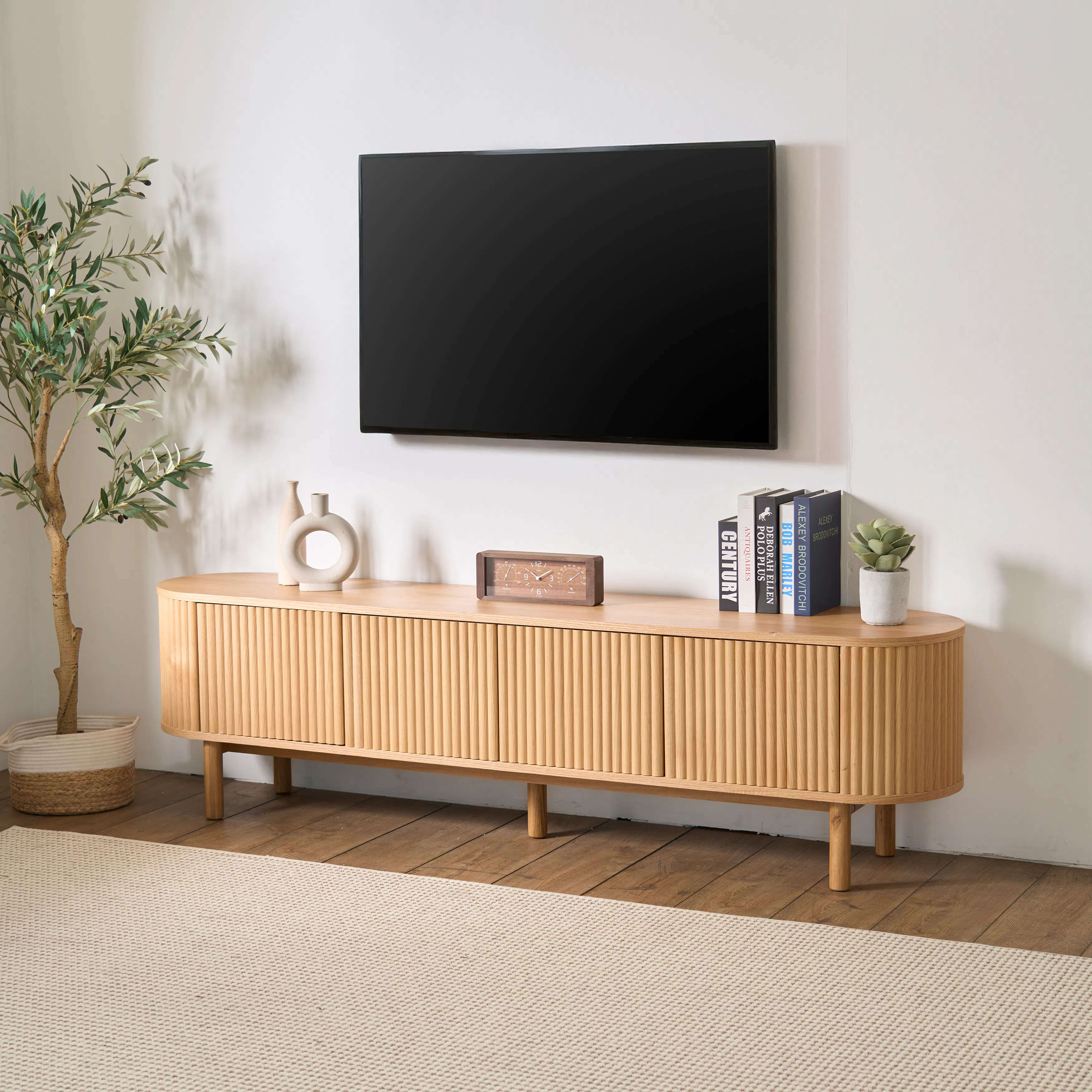 (As-is) Gionne TV Console 2m - Oak - 10